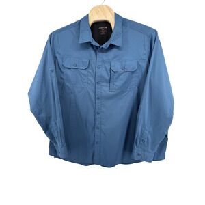 Swiss Tech Mens 4XL Blue Check Long Sleeve Performance Stretch Hiking Shirt